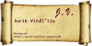 Jurik Vitális névjegykártya